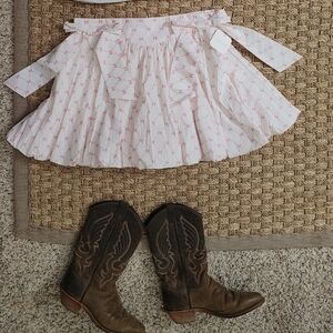 ALTAR'D STATE MYLA DOUBLE BOW BUBBLE SKIRT, IVORY/PINK XL